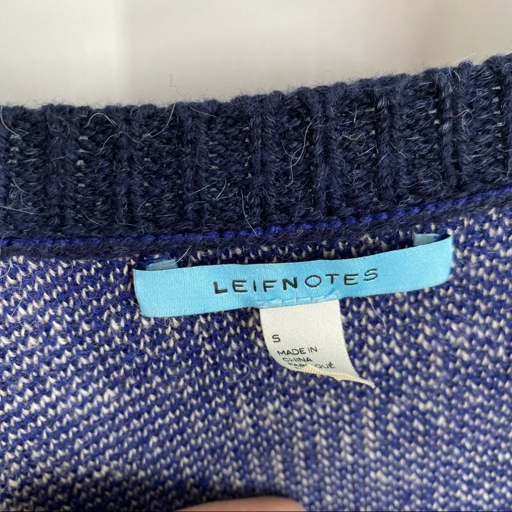 Anthropologie Leifnotes Blue Ruffled Flight Bird Button Front Sweater Cardigan - Picture 5 of 8
